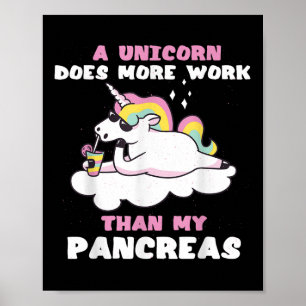 Pankreas Funny Unicorn typ 1 Diabetes Blod Poster