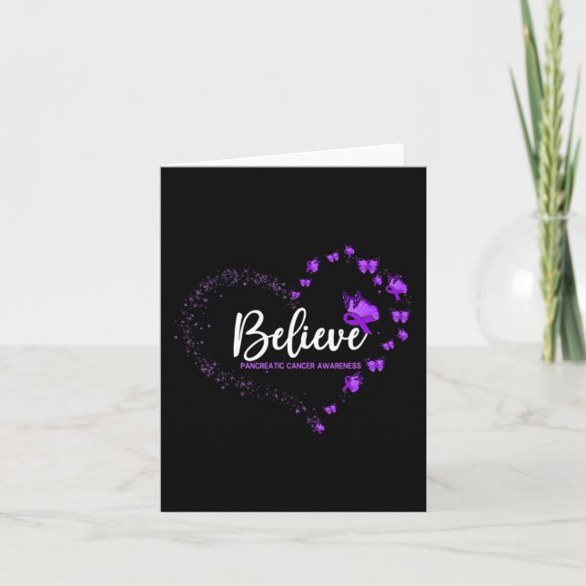 Pankreatisk cancermedvetenhet Butterfly tror Kort (Framsida)