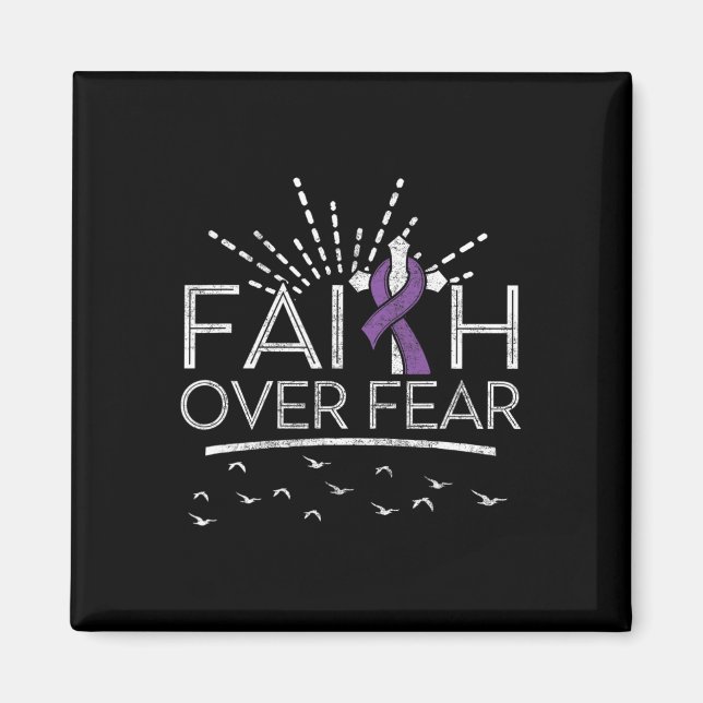 Pankreatisk cancertro över rädsla Lila Ribbon Magnet (Framsidan)