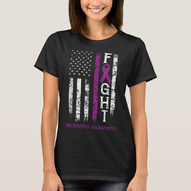 Pankreatit Warrior US Flagga T Shirt (Framsida)