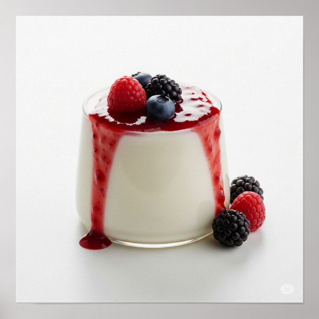 Panna Cotta med Berries Poster (Framsidan)