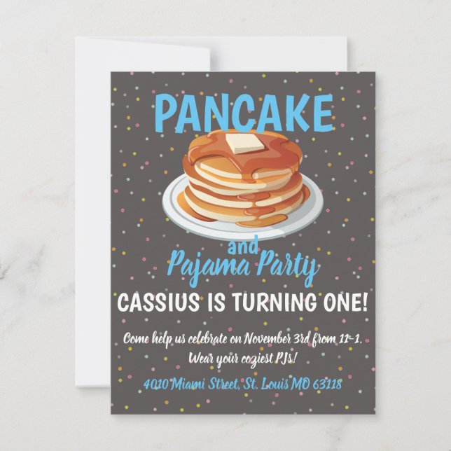 Pannkak- och Pyjamasfest Inbjudningar (Framsida)