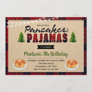 Pannkaka- och pajamasfödelsedaginbjudan inbjudningar