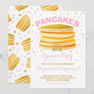 Pannkaka och PJS för Pajamasfödelsedaginbjudan Inbjudningar