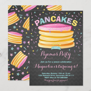 Pannkaka och pyjamas födelsedagsinbjudan pyjamaspa inbjudningar
