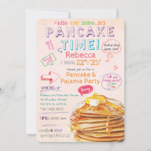 Pannkaka och Pyjamasfest Födelsedagsinbjudan Inbjudningar