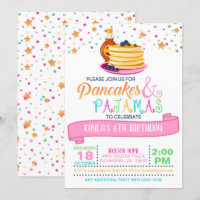 Pannkaka- & Pajamasfödelsedaginbjudan - vit