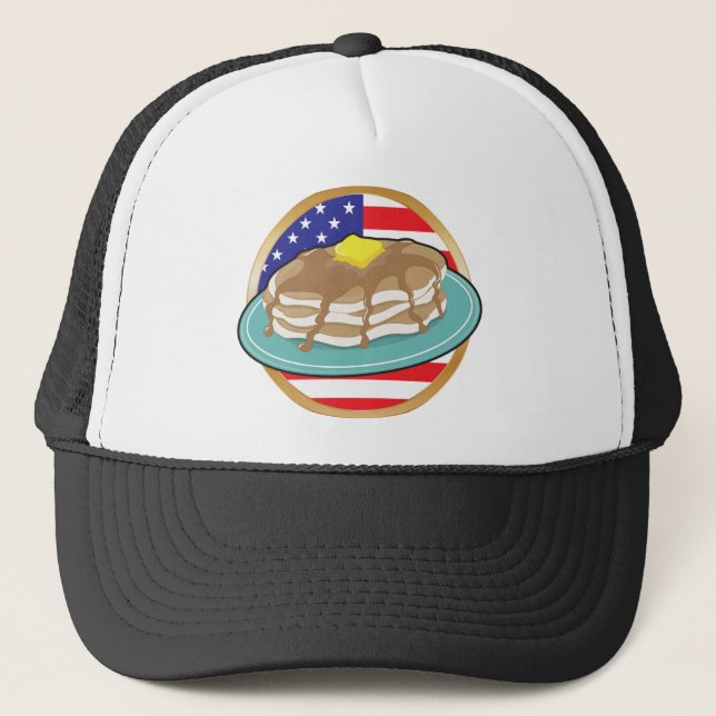 Pannkakaamerikanska flaggan truckerkeps (Framsida)