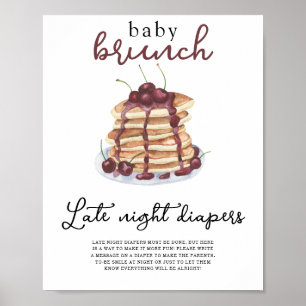 Pannkakor baby shower Sent natt blöjor Poster