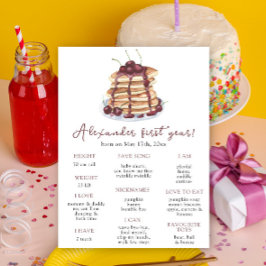 Pannkakor Första födelsedagsmilstolpe Födelsedag Poster