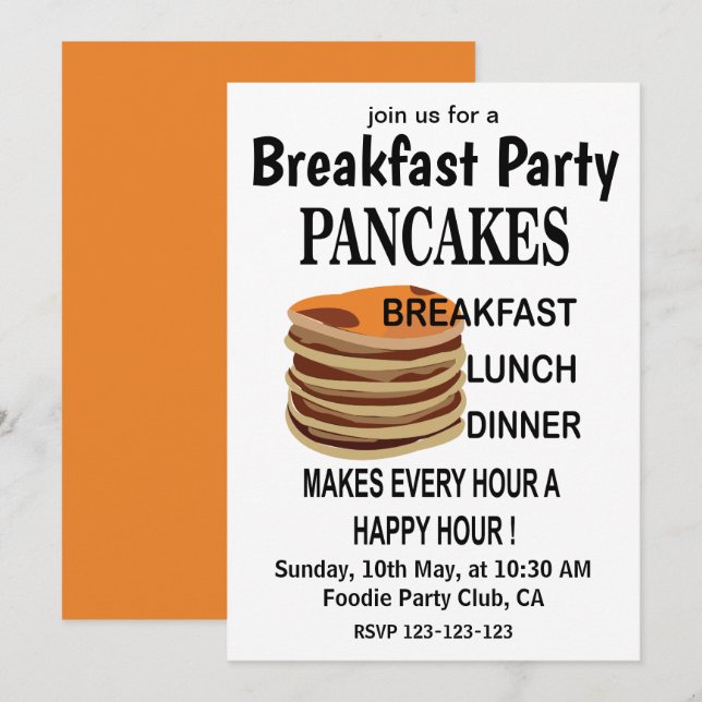 Pannkakor Frukost Pannkaksfest Inbjudningar (Fram/baksida)