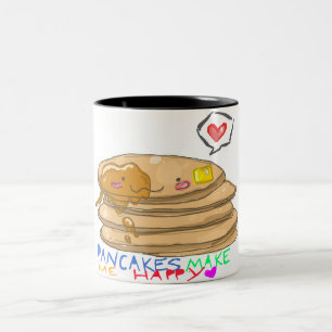 pannkakor gör mig den lyckliga muggen Två-Tonad mugg