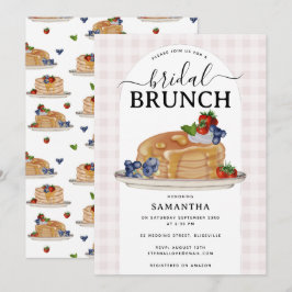 Pannkakor Jordgubbar Brunch Rosa Karo Bröllopsfest Inbjudningar