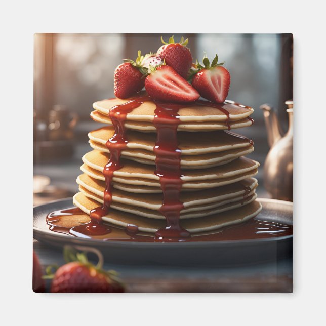 Pannkakor med jordgubbar magnet (Framsidan)