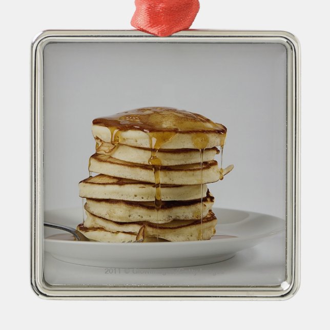 Pannkakor med sirap julgransprydnad metall (Framsidan)