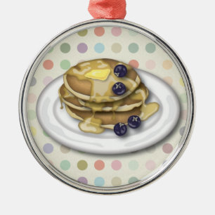 Pannkakor med sirap och blåbär julgransprydnad metall