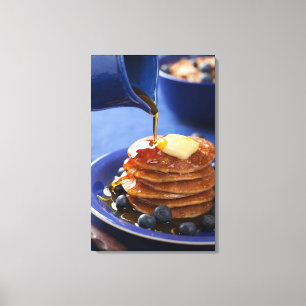 Pannkakor med sirap och blåbäret canvastryck