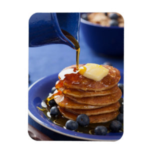 Pannkakor med sirap och blåbäret magnet