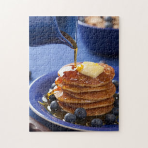 Pannkakor med sirap och blåbäret pussel