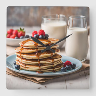 Pannkakor och mjölk fyrkantig klocka