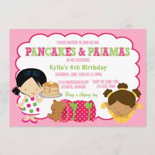 Pannkakor och PajamasSleepoverparty Inbjudningar