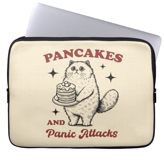 Pannkakor och panikattacker rolig katt laptop fodral (Framsidan)