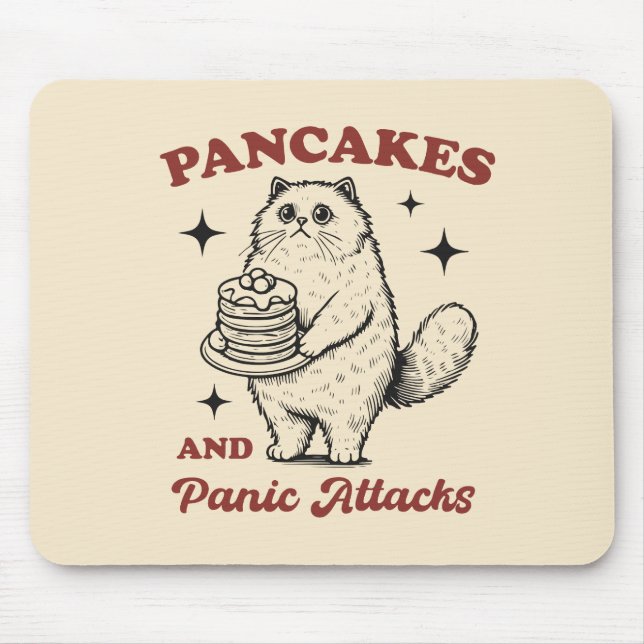 Pannkakor och panikattacker rolig katt musmatta (Framsidan)