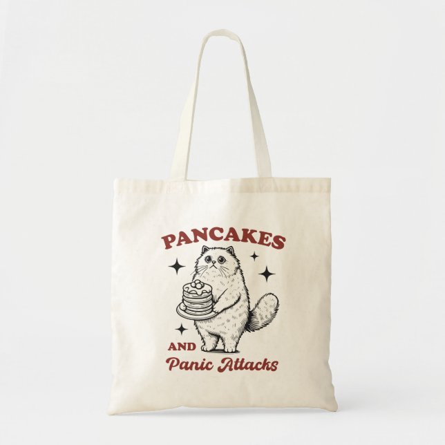 Pannkakor och panikattacker rolig katt tygkasse (Framsidan)