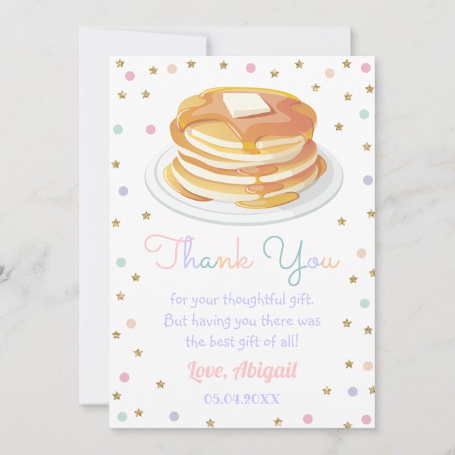 Pannkakor och Pyjamas Glitterprick Stjärna Barnkal Tack Kort (Framsida)