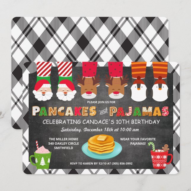 Pannkakor och Pyjamas Höstlov Inbjudan (Fram/baksida)