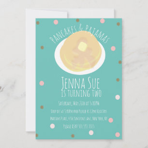 Pannkakor och Pyjamas Soverover Girls Konfetti Inbjudningar