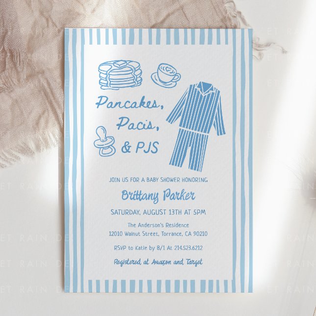 Pannkakor, Pacis & Pyjamas Pojkbarnrumsfest Inbjudningar (Skapare uppladdad)
