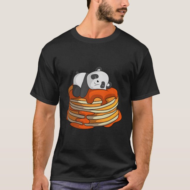 Pannkakor Panda På Våffel Frukost Flapjack Hetkaka T Shirt (Framsida)