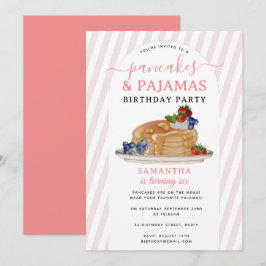Pannkakor Pyjamas Pojkarnas Flickors Födelsedagsfe Inbjudningar