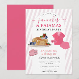 Pannkakor Pyjamas Pojkarnas Flickors Födelsedagsfe Inbjudningar