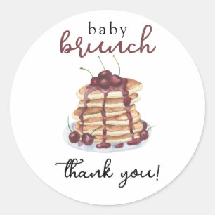 Pannkakor Söt Körsbärs Baby Shower Tacksamhetskort Runt Klistermärke