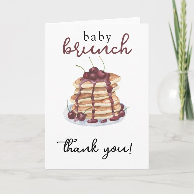 Pannkakor Söt Körsbärs Baby Shower Tacksamhetskort Tack Kort (Framsida)