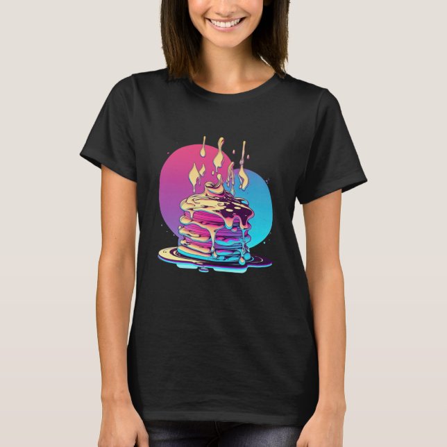 Pannkakor Synthwave 80s Retrowave Estetik T Shirt (Framsida)