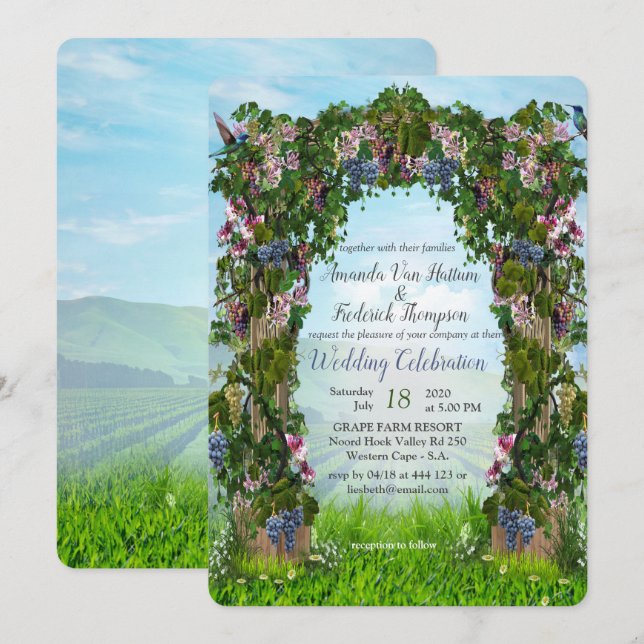 Pannor, honungssuckles & Hummingbird Inbjudningar (Fram/baksida)