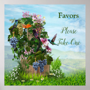 Pannor, honungssuckles & Hummingbird Poster