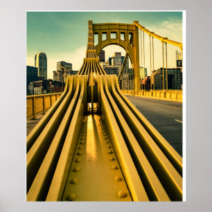 Pannsburgh Steel City Bridge Pennsylvania Skriv ut Poster