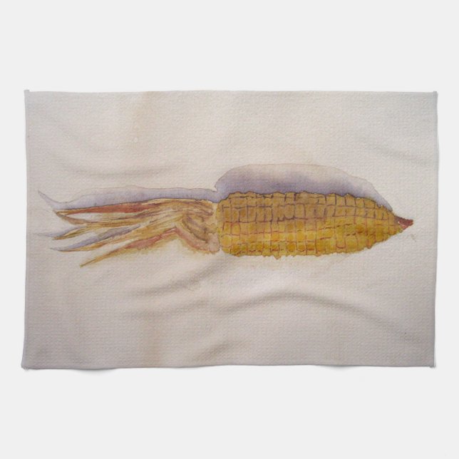 Paño de cocina con maíz en acuarela kökshandduk (Horisontell)