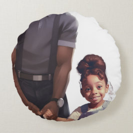 Panola, Dad & Ivory Elephant Keepsake Round Pillow Rund Kudde