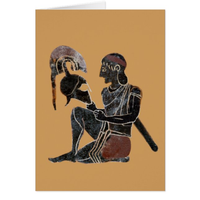 Panoply - forntida grekisk hoplitesoldatsitta hälsningskort (Framsidan)