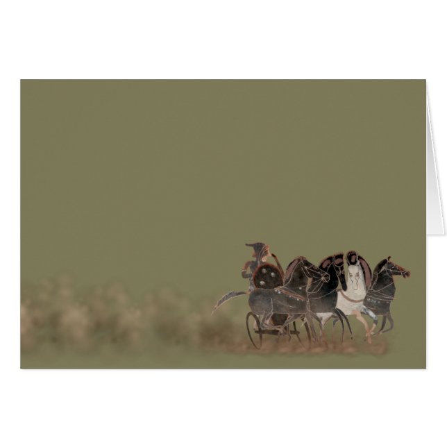 Panoply - forntida grekisk triumfvagn och hästar hälsningskort (Framsidan Horizontal)