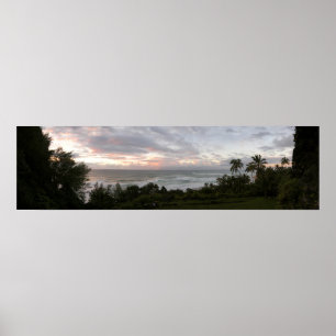 Panorama- affisch för hawaiansk solnedgång