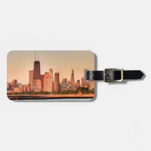 Panorama av Chicago horisont på soluppgången Bagagebricka