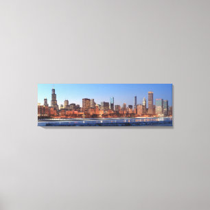 Panorama av Chicago, Illinois över sjön Canvastryck