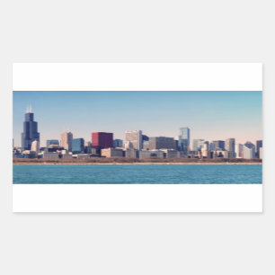 Panorama av Chicagoskyline Rektangulärt Klistermärke