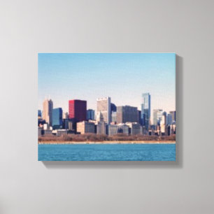 Panorama av den Chicago horisonten Canvastryck